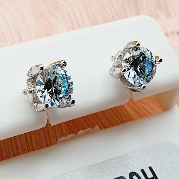 "Birthstone S925 Sterling Silver CZ Stud Earrings for Women/Girl, US19251042 - Picture 10 of 15
